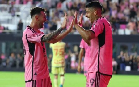 Luis Suarez and Lionel Messi collaborate to personal a soccer membership