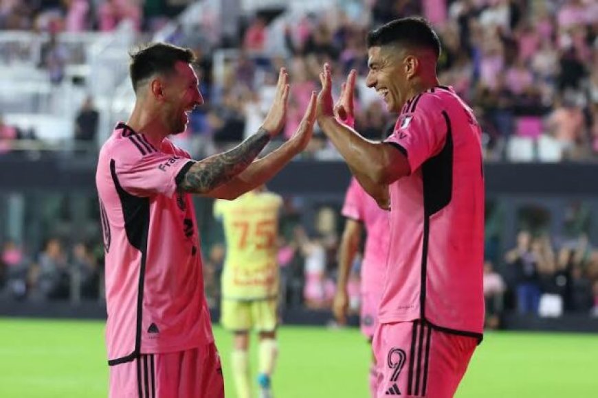 Luis Suarez and Lionel Messi collaborate to personal a soccer membership